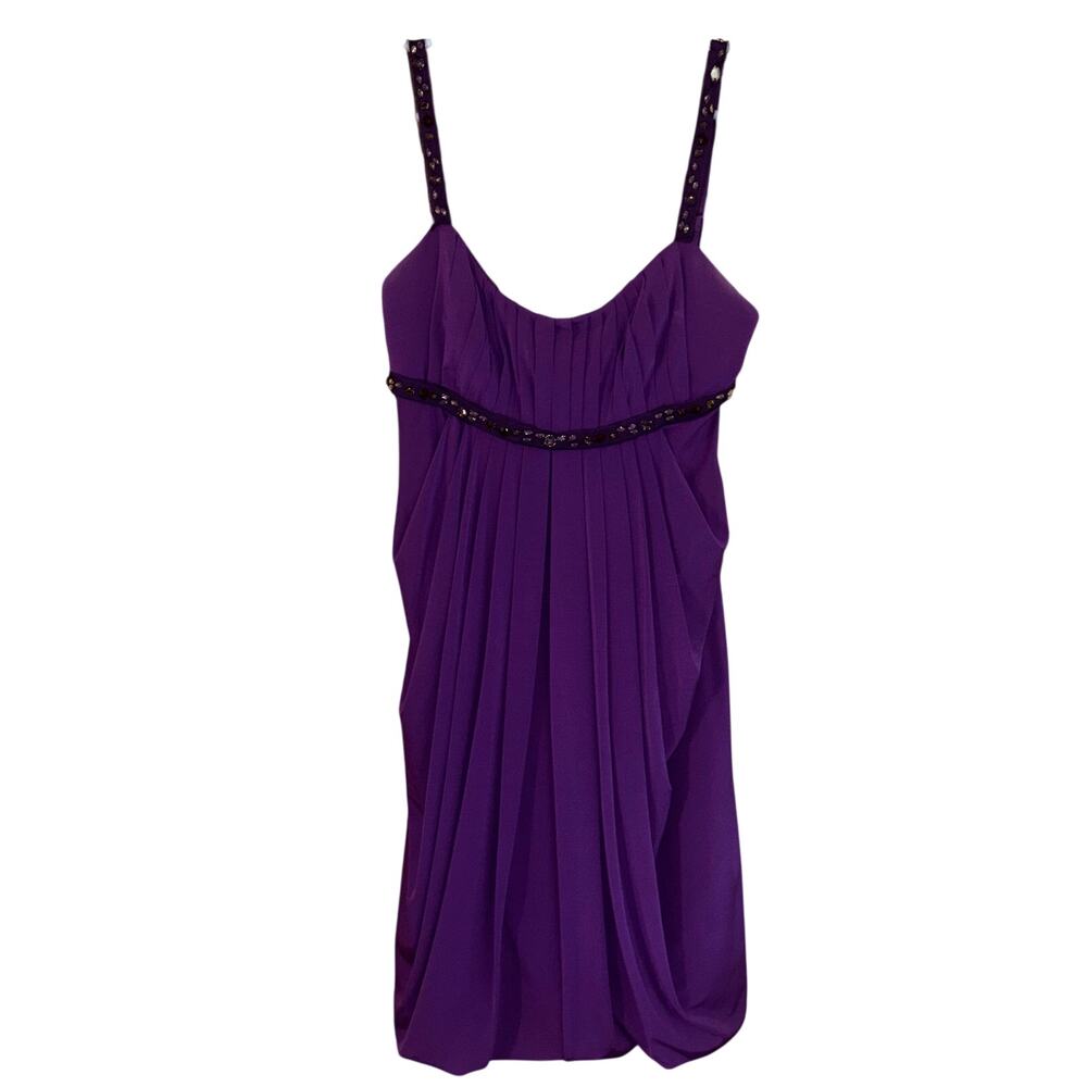 BCBG Max Azria women’s purple beaded bubble hem mini dress (size 4)